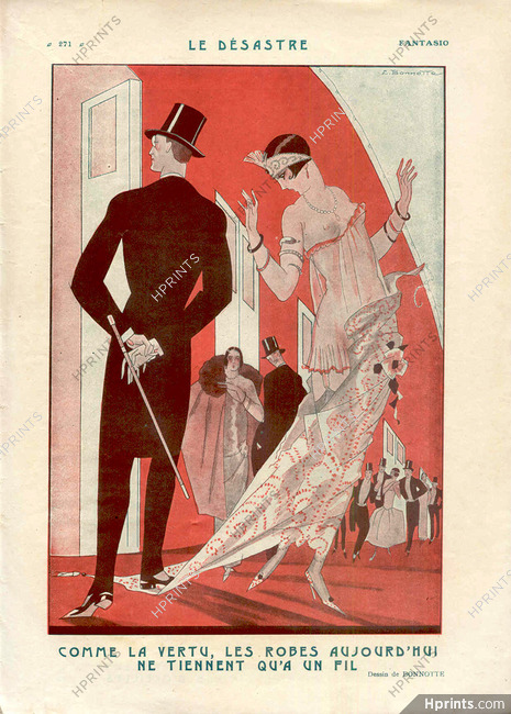 Le Désastre, 1923 - Léon Bonnotte The Disaster Elegant Parisienne Topless