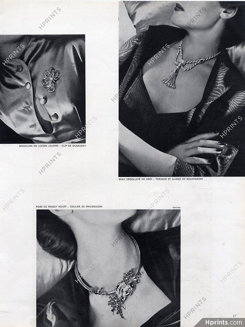 Dusausoy, Mauboussin, Boucheron 1947 Necklace, Brooch