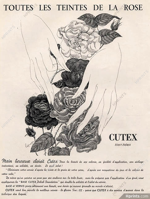 Cutex 1949 Nail Polish, Flower, Hand, Georges Lepape