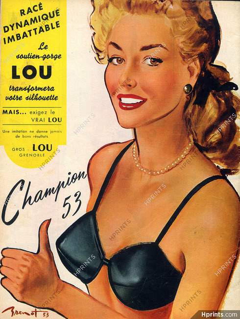 Lou (Lingerie) 1953 Brénot, Bra — Advertisement