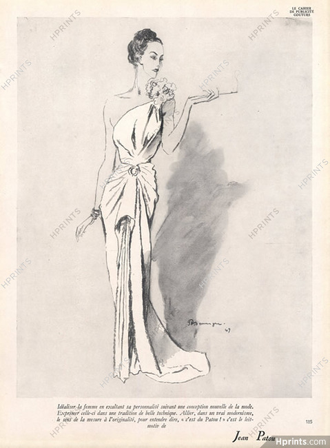 Jean Patou 1947 white Evening Gown, Pierre Mourgue