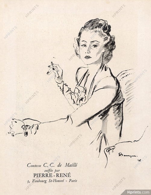Pierre Mourgue 1946 Comtesse C.C. de Maillé, Pierre-René (Hairstyle)