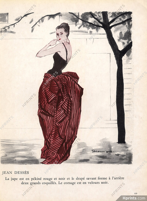 Jean Dessès 1948 Jupe en pékiné rouge, Mourgue