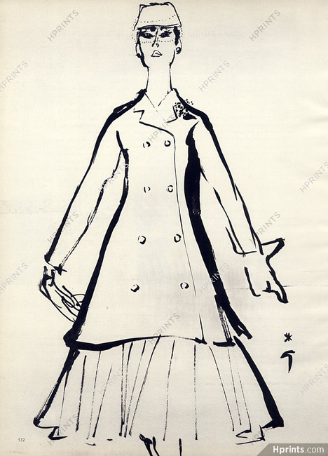 Christian Dior 1955 René Gruau Fashion Haute Couture