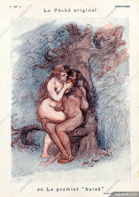 Adolphe Willette 1925 Adam & Eve, Nude
