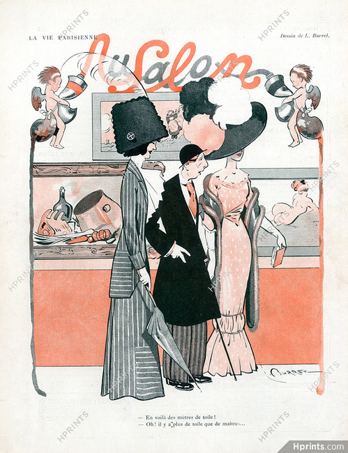 Leonce Burret 1910 Au Salon, Elegant Parisienne