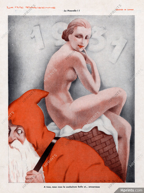 Fabius Lorenzi 1930 Santa, Christmas, Sexy Nude