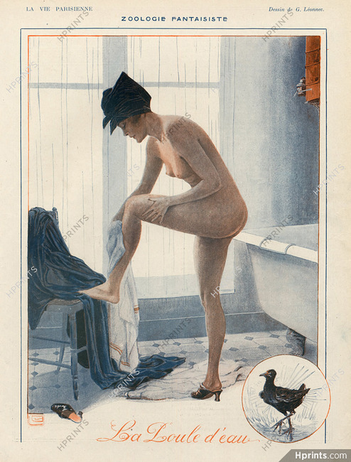 Georges Léonnec 1918 Nude Bathroom