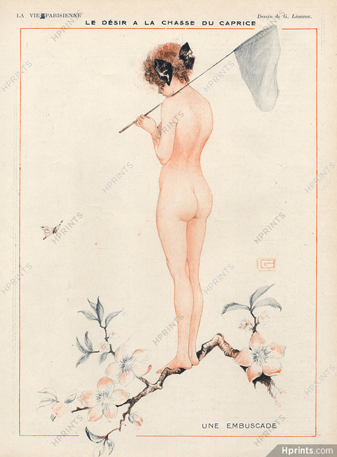 Georges Léonnec 1919 Butterfly Hunter Nude