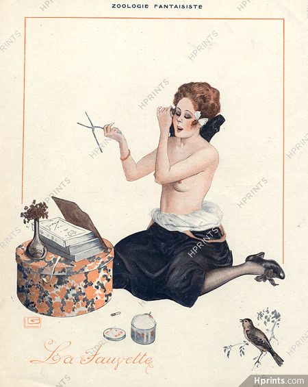 Georges Leonnec 1918 Topless Hairdresser La Fauvette Warbler