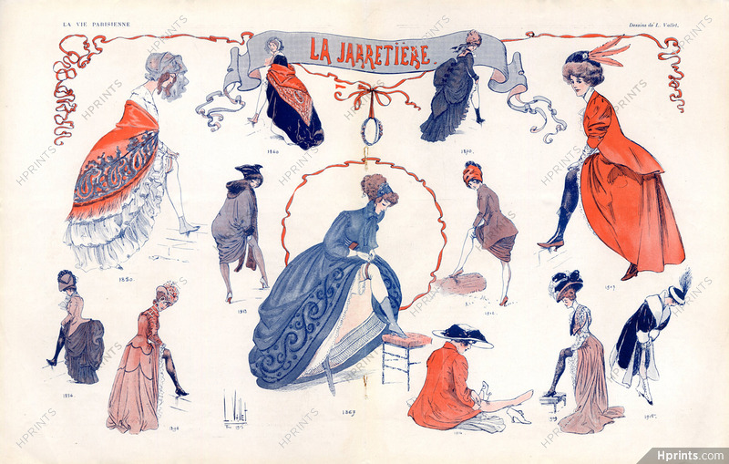 Garters, Lingerie — Vintage original prints and images