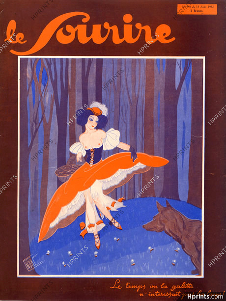Endré 1932 "Le petit Chaperon rouge" the Little Red Riding Hood, Wolf, Topless