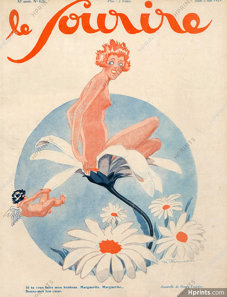 Henry Fournier 1929 Daisy Flower Nude, Marguerite