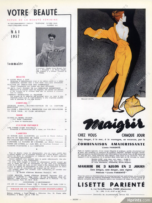 Lisette Parienté 1957 René Gruau, Amaigrissants Clothes