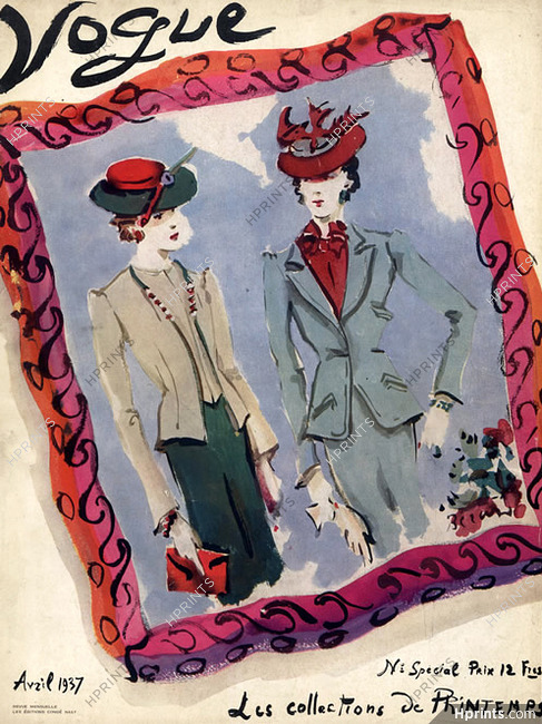 Christian Bérard 1937 Suit, Vogue Cover