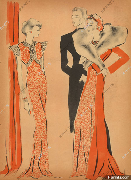 Norman Hartnell 1937 Evening Gown, Reynaldo Luza, Fashion Illustration