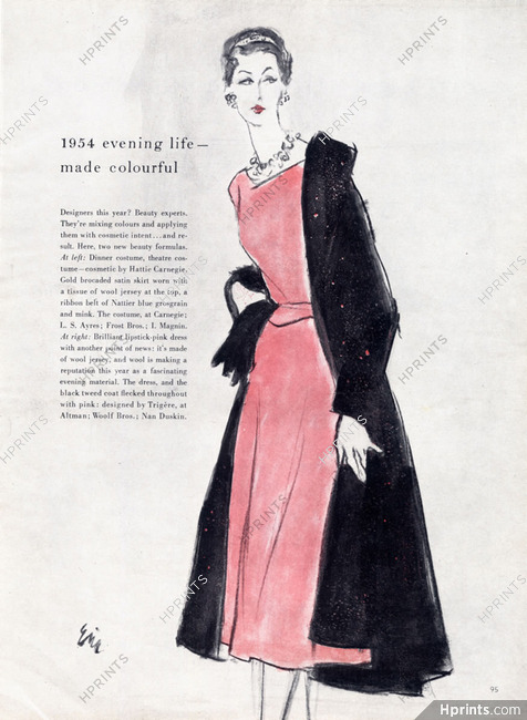 Trigère 1954 Pink Dress & Black tweed Coat, Eric (Carl Erickson)