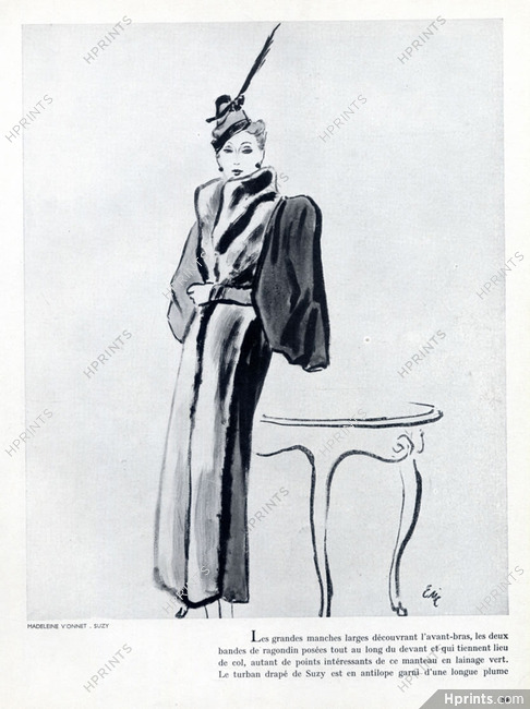 Madeleine Vionnet 1936 Winter Coat, Suzy turban, Eric