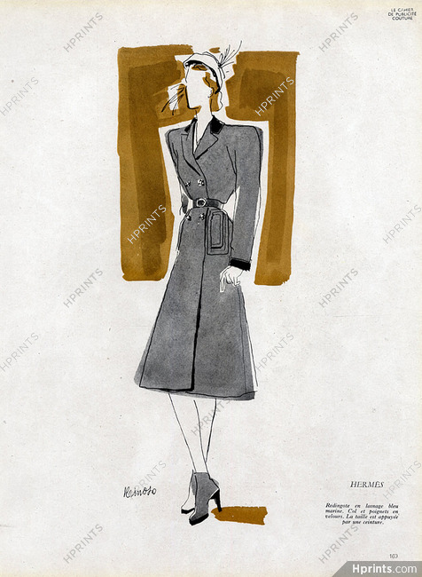 Hermès (Couture) 1946 Fitted coat, Reinoso