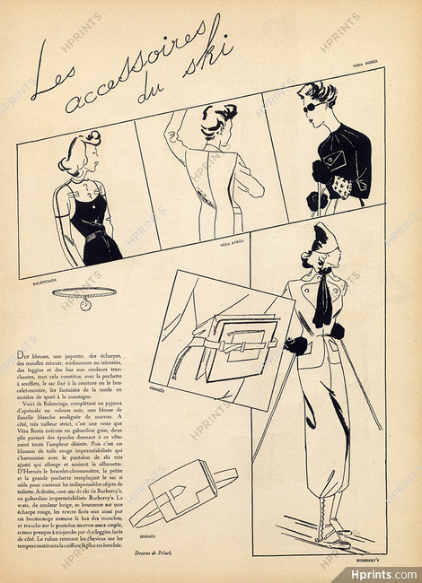 Fashion Goods 1938 Hermès, Véra Boréa, Fashion Illustration, Skiing