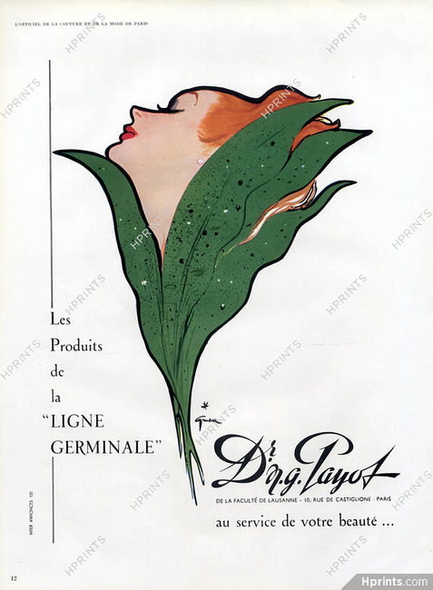 Payot (Cosmetics) 1952 René Gruau, Ligne Germinale