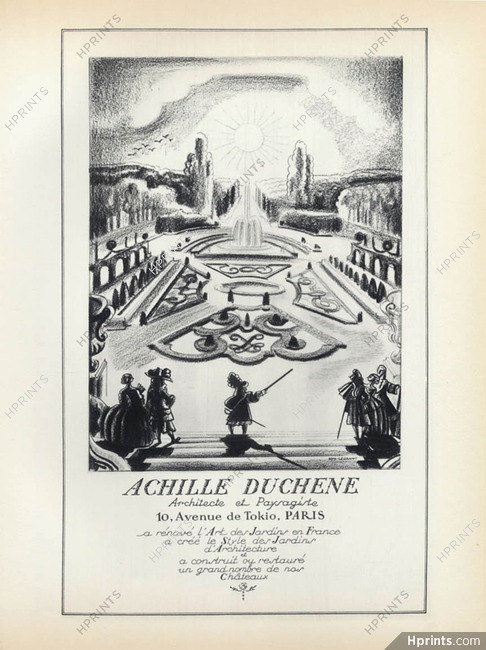 Achille Duchene 1928 (Landscape Architect) Versailles, Lithograph "PAN" Paul Poiret, Edy Legrand