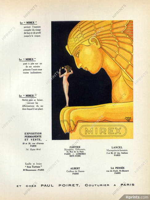Mirex (Mirror) 1928 Gold Sphinx, Egypt, Lithograph PAN Paul Poiret