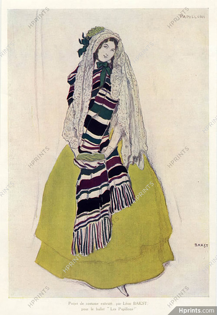 Léon Bakst 1912 The Butterfly Ballet Costume Design