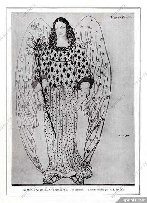 Léon Bakst 1911 Le Martyre de Saint Sébastien Séraphin Angel Costume Design