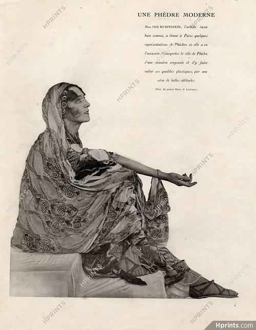 Ida Rubinstein 1917 Theatre Costume "Phedre" Photo Harry B. Lachman