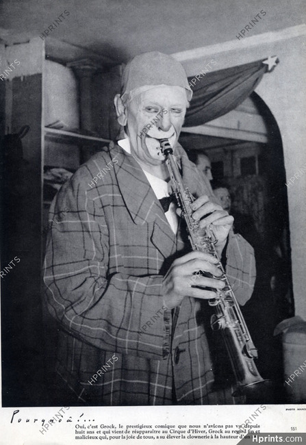 Grock 1947 Au Cirque d'hiver, Portrait, Clown
