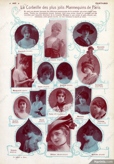 Mannequins de Paris 1914 Models... Germaine (Paquin) Elisabeth (Doeuillet) Adelina (Bulloz) Violette (Redfern) Blanche (Drecoll)