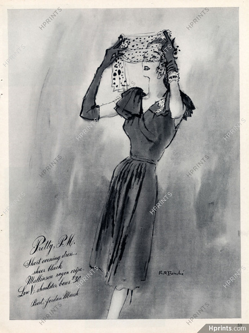 René Bouché 1943 Evening Dress