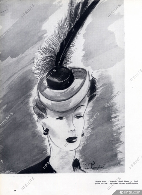 Maria Guy 1941 Schompré, Feathers Hat