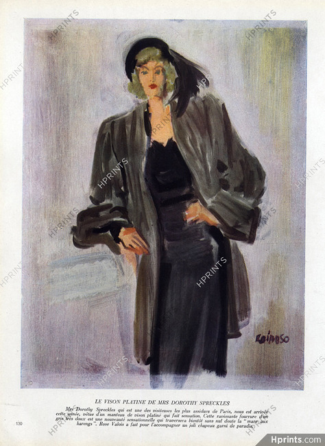 Rose Valois (Millinery) 1946 Mrs Dorothy Spreckles, Reinoso