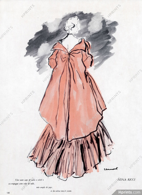 Nina Ricci 1949 Cape de satin, robe de tulle ample, Jean-Baptiste Caumont
