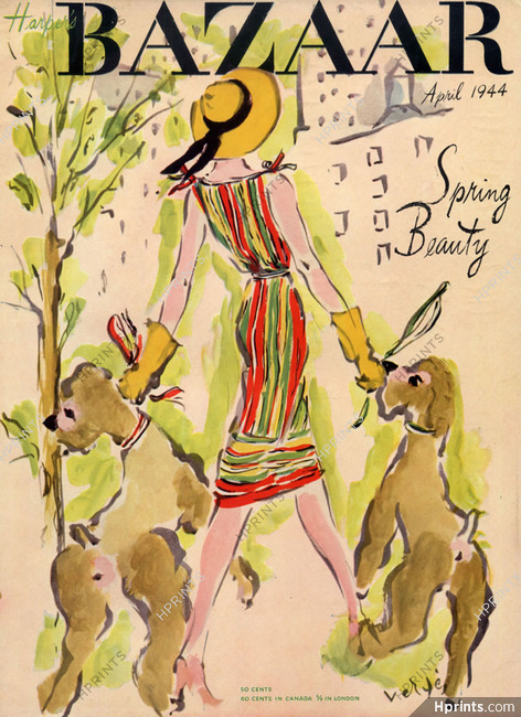 Marcel Vertes 1944 Traina Norell, Summer Dress, Poodle