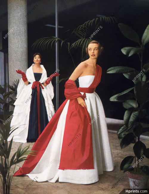 Christian Dior 1952 Fashion Photography Evening Gown