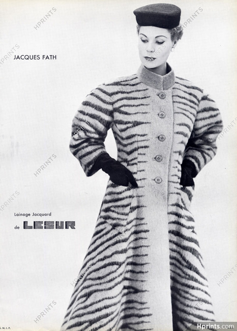 Jacques Fath 1954 Redingote, Photo Rubin, Lesur