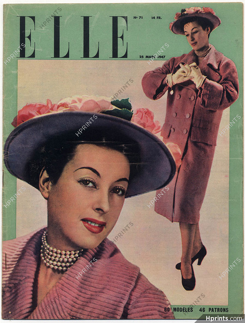 ELLE N°71 du 25 Mars 1947 Balenciaga Christian Dior Véra Boréa Madeleine Vramant