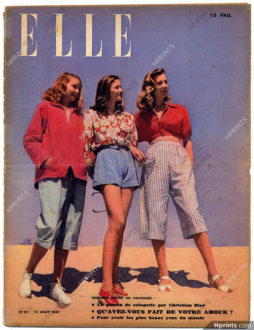 ELLE N°91 du 12 Août 1947 Un patron de salopette par Christian Dior, 24 pages