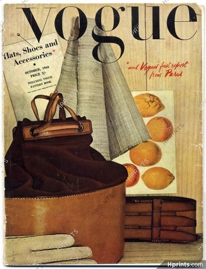 British Vogue October 1944 Paris Midseason Collections. Hats, Shoes and Accessories