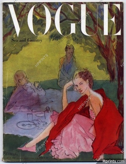 British Vogue July 1947 Sea and Country René Bouché Saul Steinberg Simone de Beauvoir, 104 pages