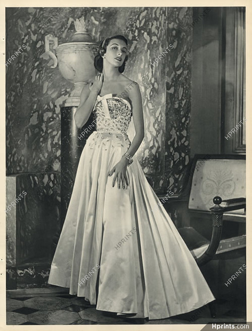 Carven 1952 Evening Gown, Pottier, Decorative Art Marguerite Veil