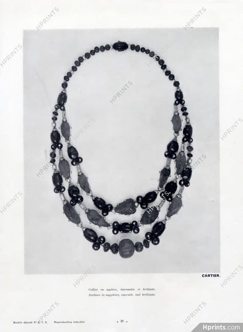 Cartier (High Jewelry) 1939 Collier en saphirs, émeraudes et brillants