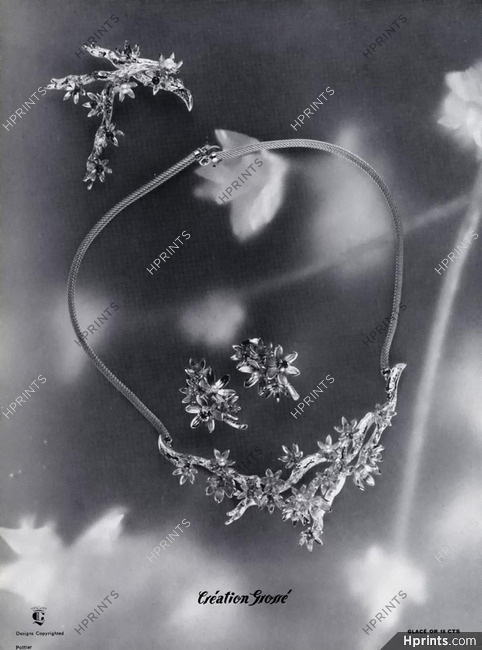 Grossé (Jewels) 1962 necklace, Earrings, Brooch Flowers