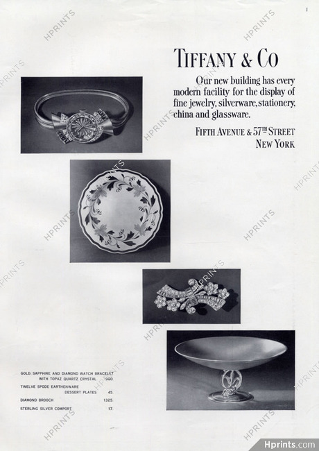 Tiffany & Co. 1940 Watch Bracelet, Diamond Brooch, Sterling silver Comport
