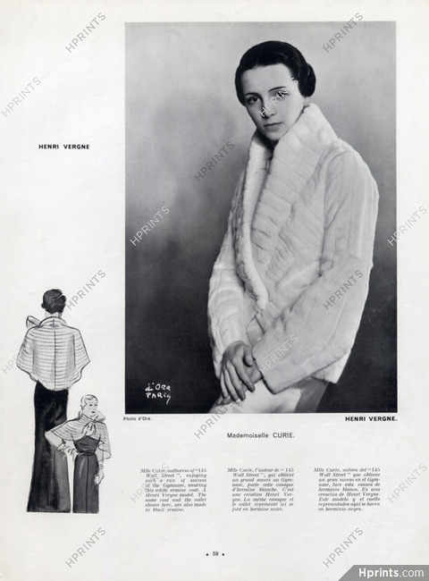 Henri Vergne (Fur Coat) 1932 Mlle Curie, Photo Madame D'Ora