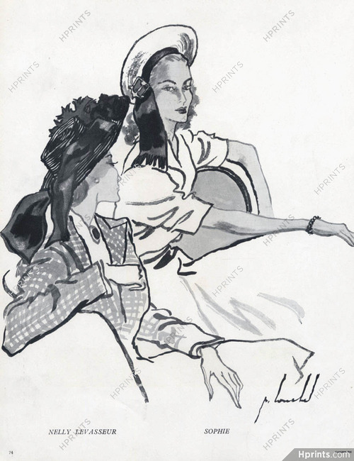 Nelly Levasseur & Sophie 1946 Pierre Louchel, Millinery