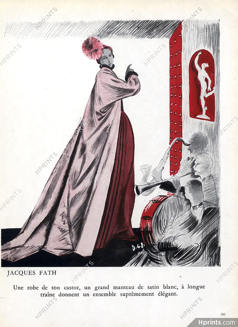 Jacques Fath 1948 André Delfau, Evening Gown Coat